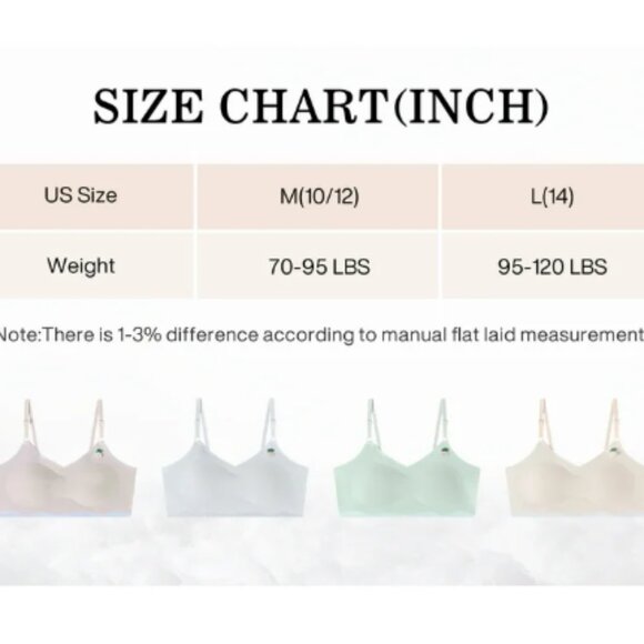 Girls Training Bra 3 Pack Cotton Sports Seamless Cami for Teens 10-14 - NEW - L - Picture 5 of 8